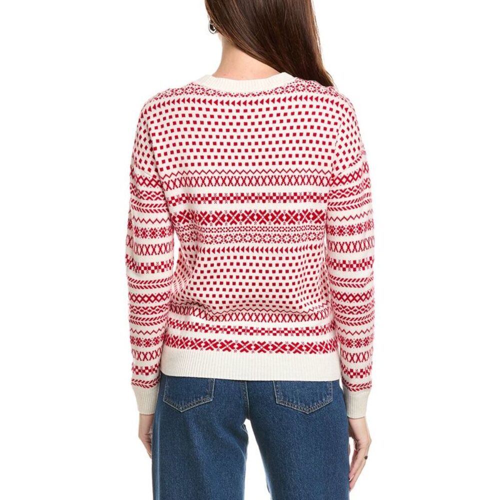 Kier+J Womens Kier + J Oversized Jacquard Wool & Cashmere Sweater, Red - Picture 2 of 3